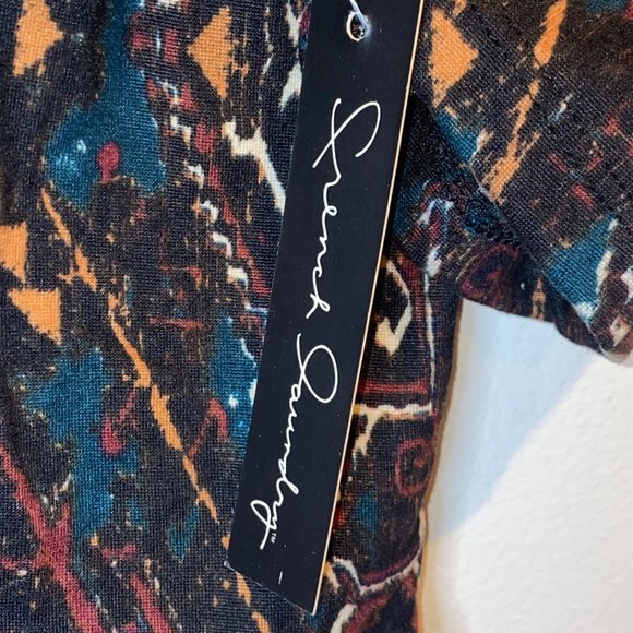 COPY - French Laundry Brown Blouse Size Large Womens V Neck Printed Pattern Blu… - Picture 3 of 4